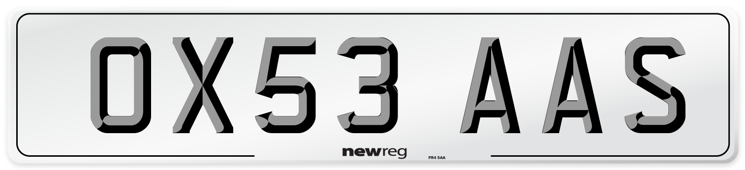 OX53 AAS Number Plate from New Reg